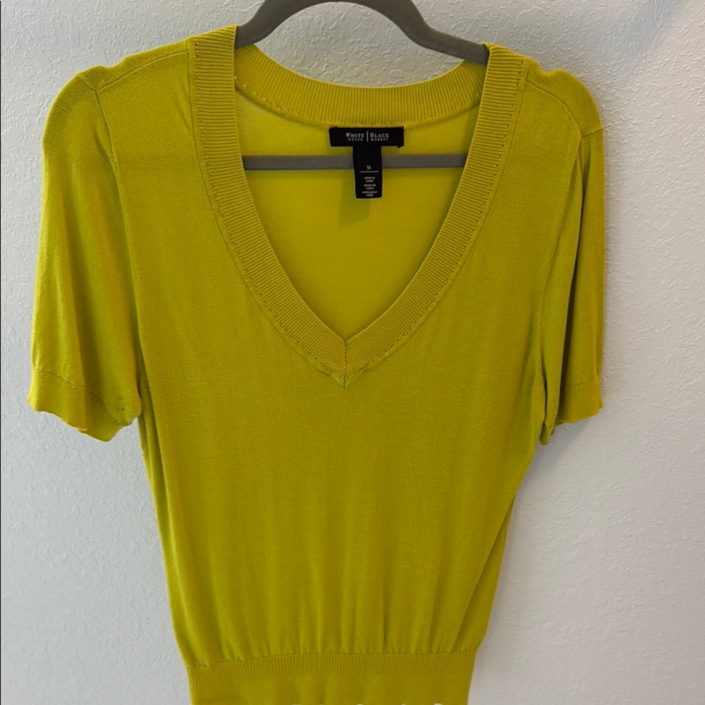 White House Black Market Lime Green Knit Top